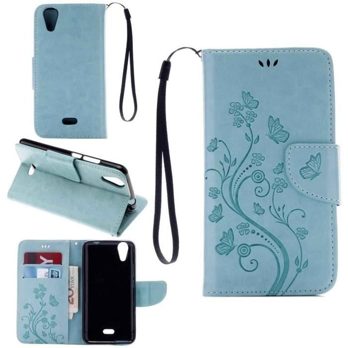 Etui pour Wiko Rainbow Jam 4G Haute Qualité Ultra-Mince Etui avec Slot Pochette Portable Flip Wallet Housse Similicuir Portefeuille