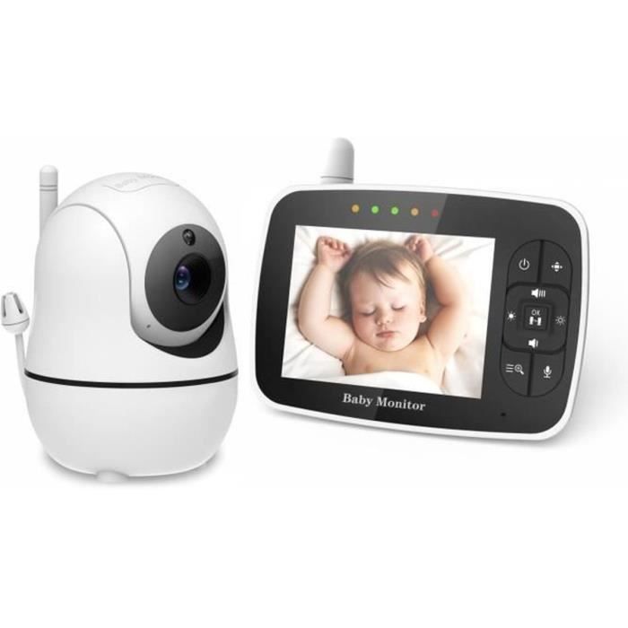 Babyphone avec Caméra Panoramique Babyphone 2.4GHz Vision Nocturne Infrarouge sans fil Bébé Surveillance avec Mode VOX