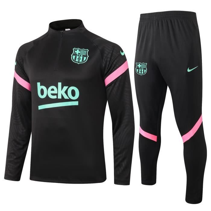 Survêtements Barcelona Barca - Maillot Football Homme Enfants Ensemble 2020-2021 Survêtements Training de Football - Noir