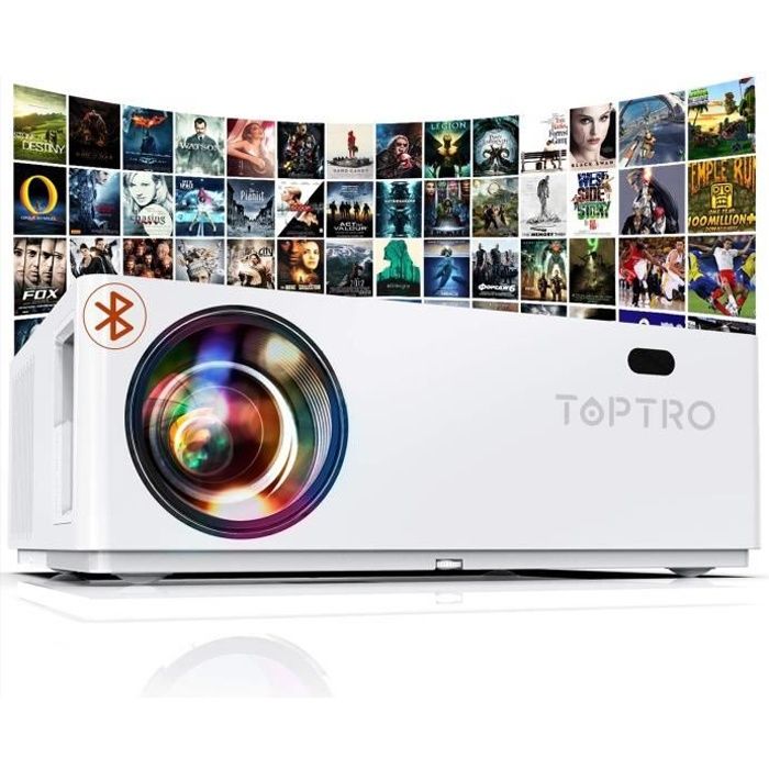 Vidéoprojecteur Bluetooth 7800 LM, TOPTRO Projecteur Full HD , Natif 1920x1080 Soutien 4K, Contraste 10000:1, Correction Digital 4D±