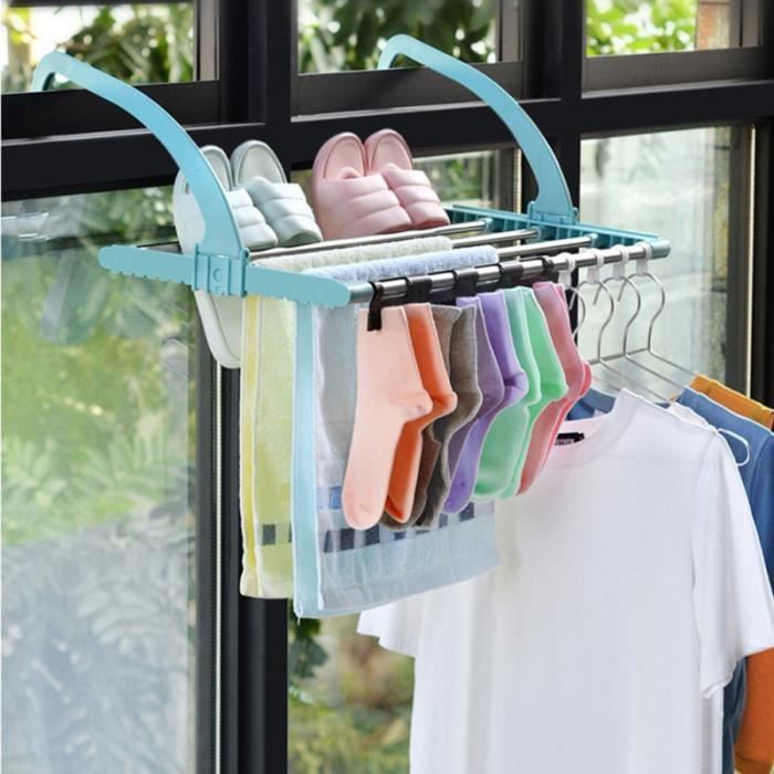 Balcon Séchage Rack Pliable Vêtements Chaussure Cintre Chaussette Chaussettes pour Fenêtre Appui (Couleur LAVE-LINGE SECHANT