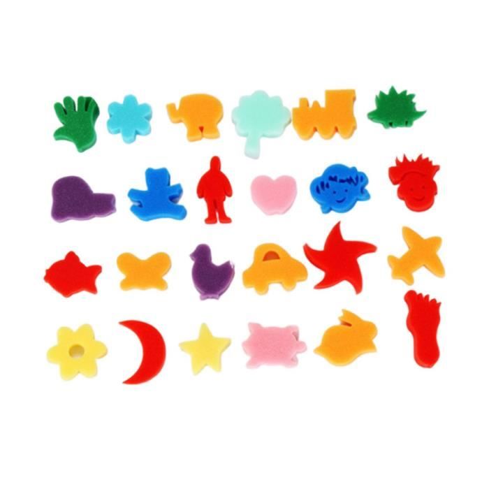 24pcs brosses éponge créative en forme d'animal peinture durable brosse colorée pour enfants SOIN DES ONGLES