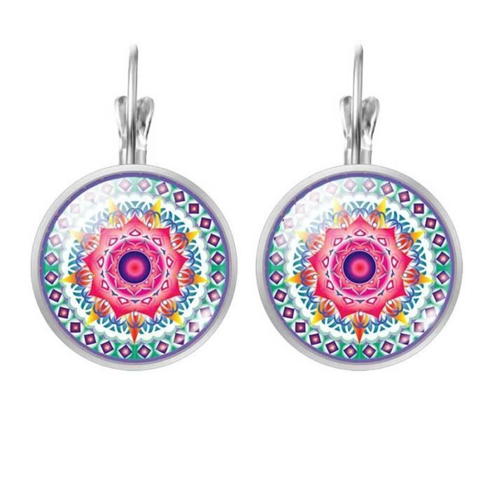 Vintage Silver Jewelry Bijoux Mandala Earrings Henna Stud Earrings