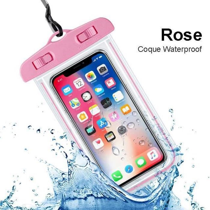 Tikawi Pochette Housse étanche Rose Universelle iPhone 8 Plus/X/XR/XR MAX/7/7 Plus, Sony, HTC, Huawei, Wiko Sac de Protection