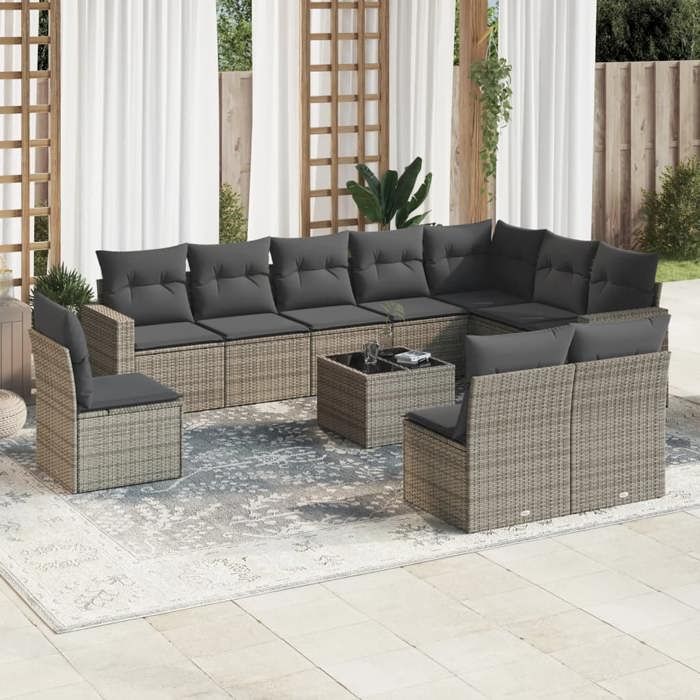 vidaXL Salon de jardin 11 pcs avec coussins - vue 3
