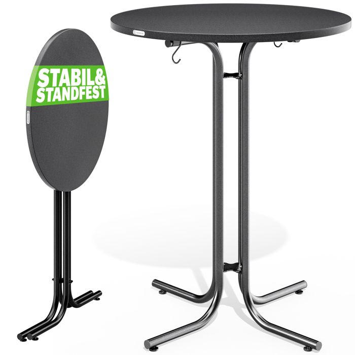 casaria® table de bar grise ronde ø70 cm pliable haute de 110 cm plateau de table en mdf mange debout table d‘appoint