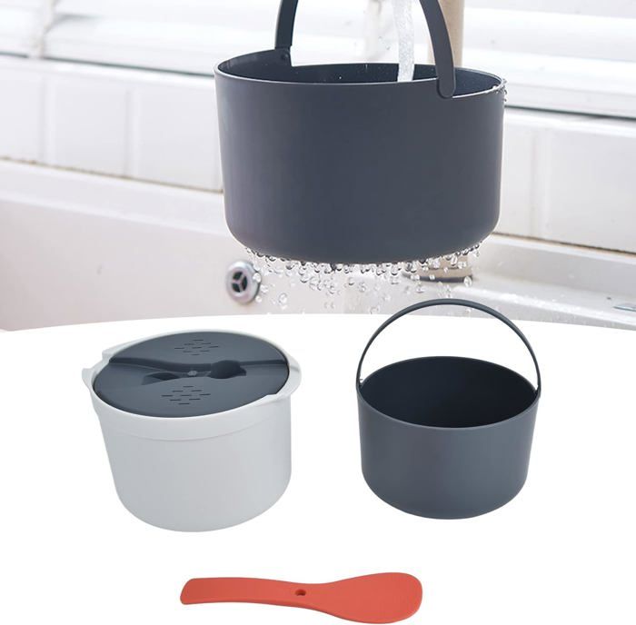 Acouto Cuiseur à Riz Micro-ondes 2L Vert Matériau PP de Qualité Alimentaire Cuiseur à Riz et Pâtes Micro-ondes avec Cuillère à Riz Passoire à Couvercle Pot à Vapeur