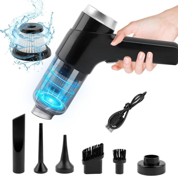 Aspirateur à Main URAQT 9000Pa - Sans Fil, Rechargeable USB, 3 En 1