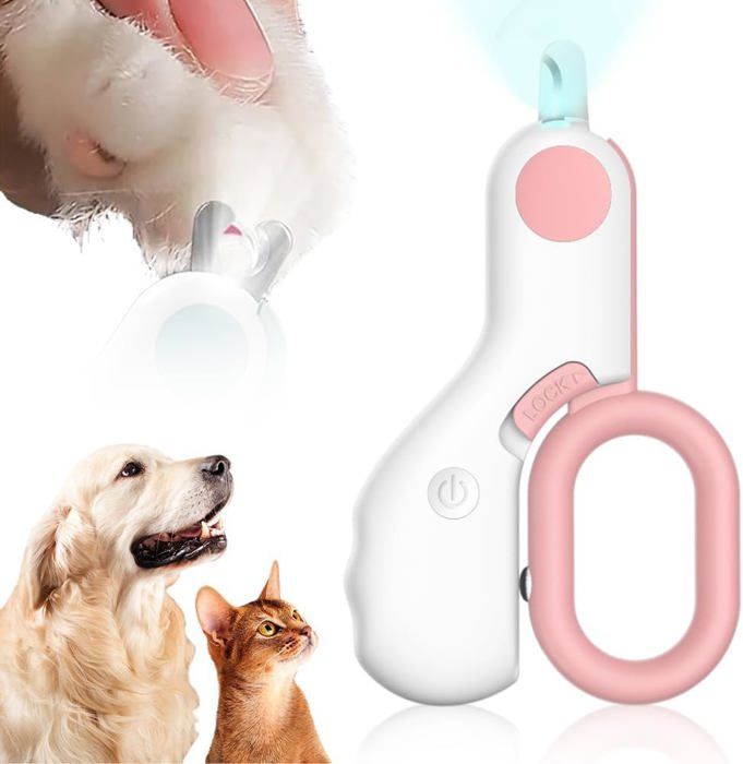 Comparer les prix de Coupe-ongles LED pour animaux de compagnie, ou chats et chiens, coupe-ongles amélioré pour couper les ongles de vos animaux(rose)