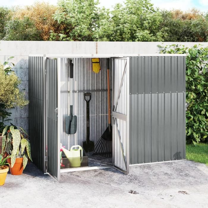 Cache de rangement extérieur/ Abri à outils de jardin - VIDAXL - Gris 225x89x161 cm Acier galvanisé CC36535457