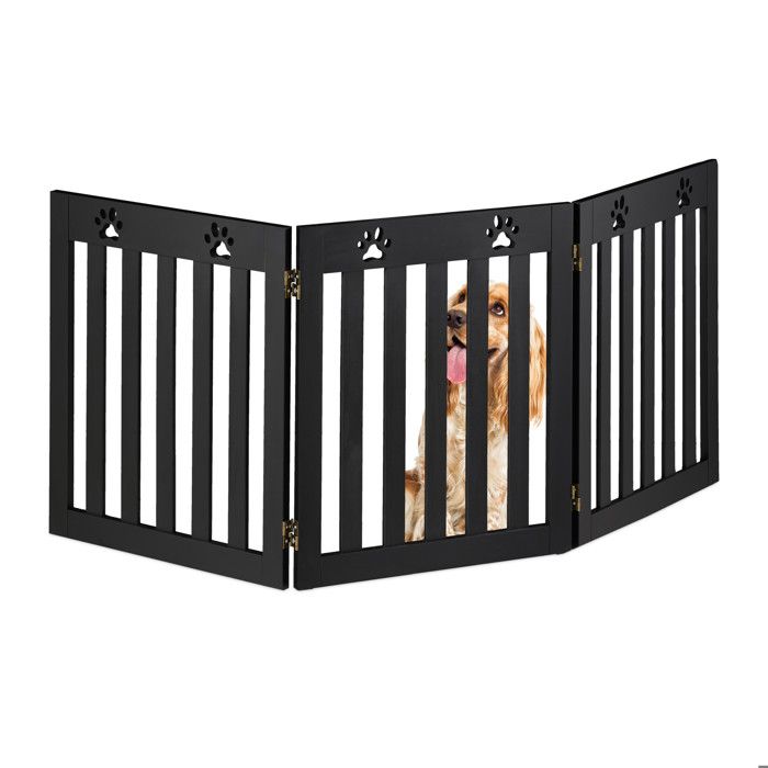Meilleurs prix pour Relaxdays Barrière de sécurité pour chiens grille de protection HxL : 60 x 153 cm MDF pliable noire