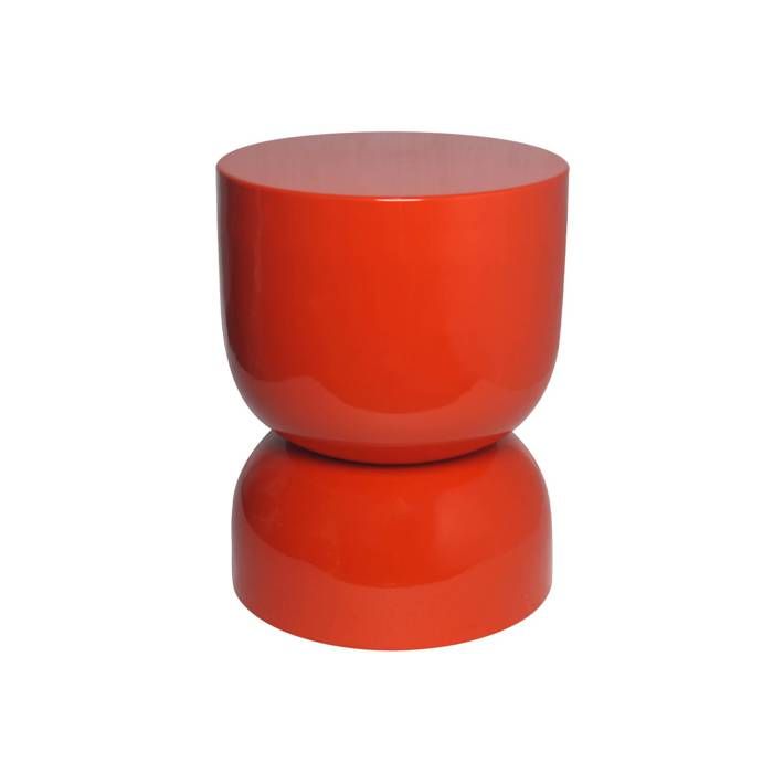 Table dappoint. bout de canapé. table de chevet en métal effet glossy orange Madi Ø32 x H 42cm