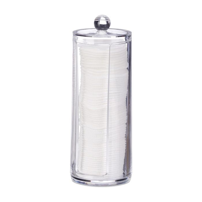 K&G PF11728 Distributeur De Coton Transparent Avec Ventouse Et Couvercle - Salle De Bain