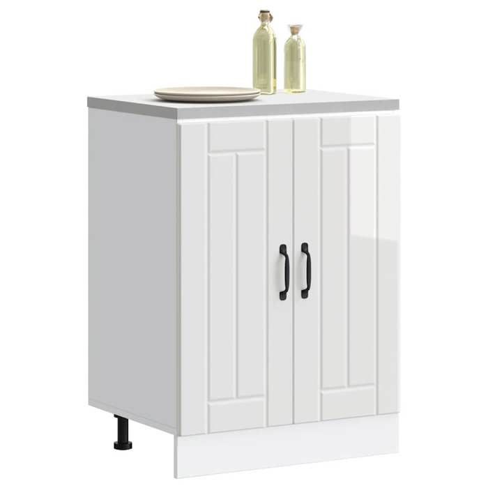 Blanc Meuble bas pour évier - CLOUD - Meuble sous lavabo - Lucca blanc brillant bois ingénierie FR990