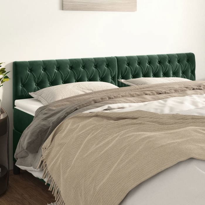 Têtes de lit - vidaXL - Velours vert foncé - Hauteur réglable - Pieds robustes