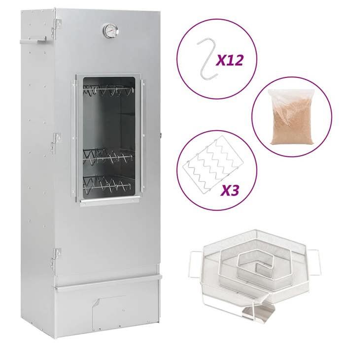 Fumoir à BBQ en acier galvanisé - vidaXL - Générateur de fumée froide - Argent - 44 5x29x110 cm - Acier inoxydable Fumoir à BBQ en acier galvanisé - vidaXL - Générateur de fumée froide - Argent - 44 5x29x110 cm - Acier inoxydable