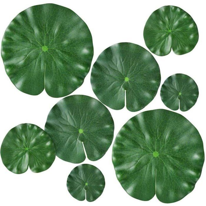 DRE-Lot de 8 feuilles de nénuphar artificielles en 4 tailles pour plantes flottantes et feuilles de lotus réalistes pour la maison
