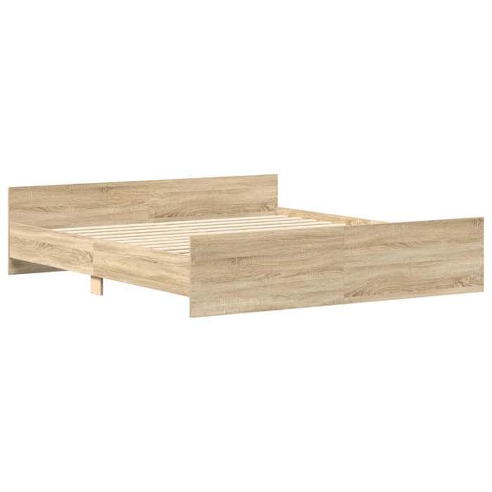 Brun 160 x 200 cm - Lit Bois - stables et durable - Cadre de lit - matelas non inclus - chêne sonoma 160x200 cm 001_220079