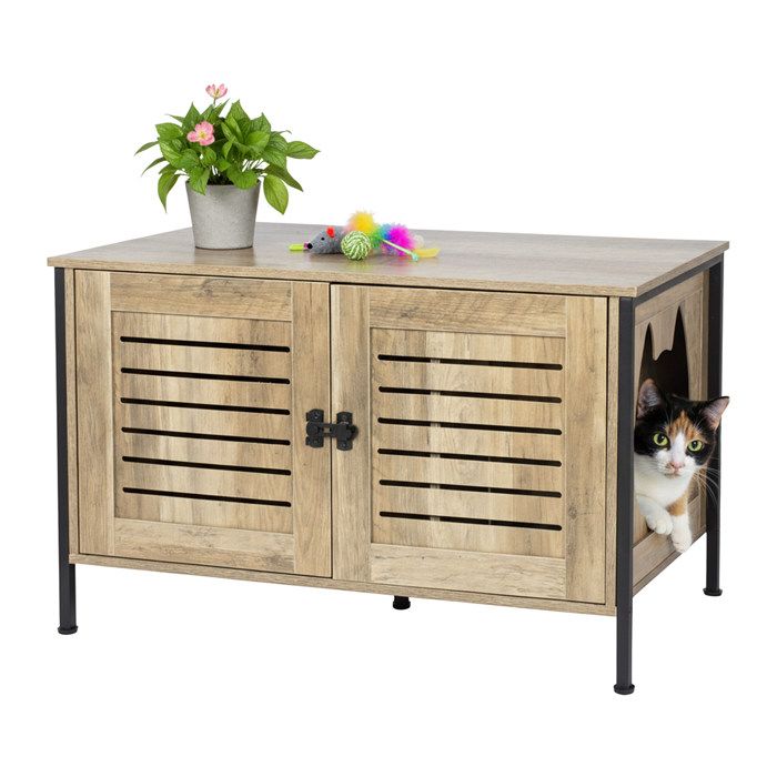 Comparer les prix de Armoire cache-litière Relaxdays serrure séparateur entrée latérale H x L x P 505 x 80 x 45 cm marron