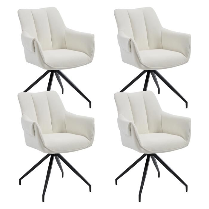 chairus Lot de 4 Chaise de Salle à Manger Pivotantes Chaise de Cuisine pour Salon Fauteuil Pivotant pour Bureau Chenille Beige