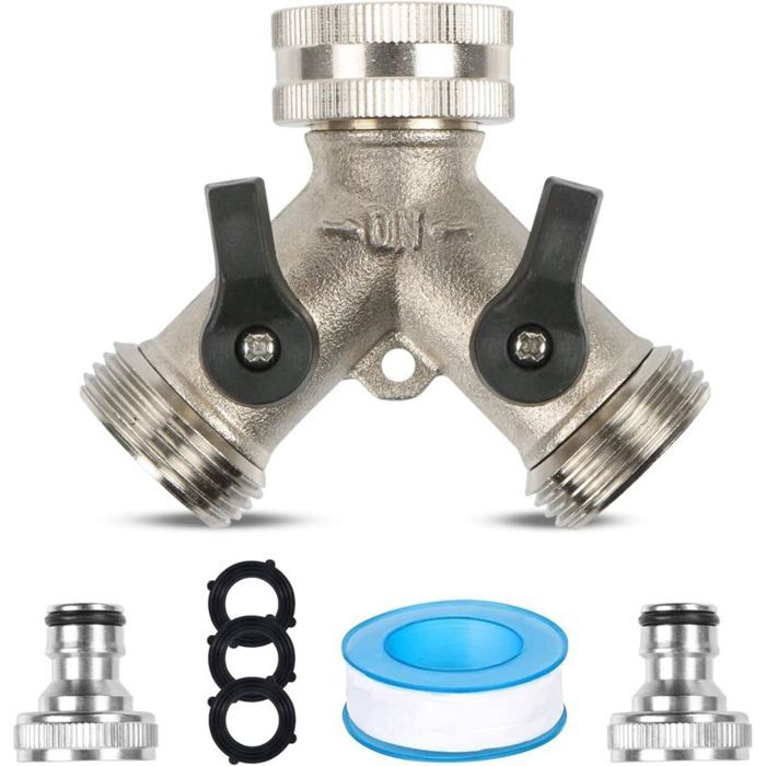 Robinet en Y à 2 voies pour machine à laver adaptateur pour tuyau darrosage en laiton 3/4 connecteur de robinet séparate