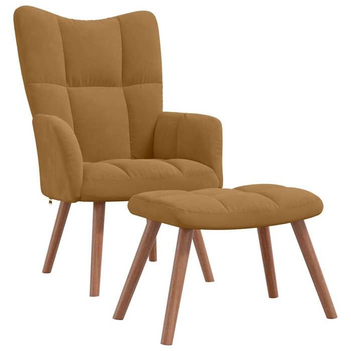 Fauteuil élégant - salon/bureau - Brun - Moderne Chaise de relaxation avec repose-pied Marron Velours - Dimensions:61 5x69x95 5cm N4
