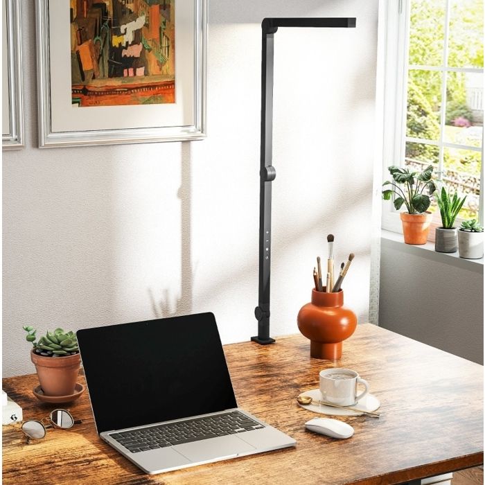 Lampe de bureau à pince LED dimmable - BEAUNIV - température de couleur réglable bras articulé aluminium noir