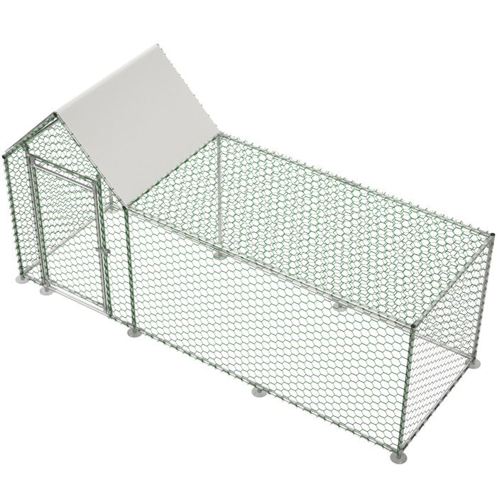 Poulailler enclos extérieur – Acier galvanisé – Toit PE imperméable – Serrure de sécurité – Gris