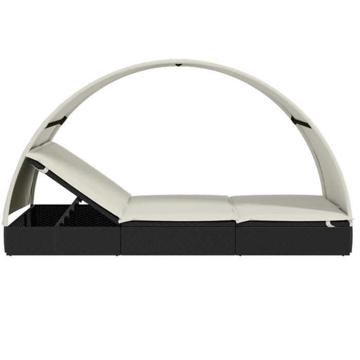 Bain de Soleil - ECOHOME® - Transat - 2 PLACES - avec toit rond noir 211x112x140cm 1620119713
