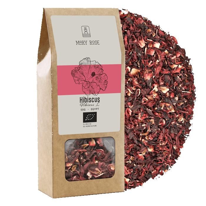 Hibiscus bio – Mary Rose – Pétales dhibiscus séchés bio pour tisane et infusion – Hibiscus – 50 g