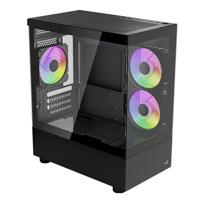 Boîtier PC Gaming – AEROCOOL – Viewport Mini Tour – 3 ventilateurs RVB – Flux dair optimisé – Design compact