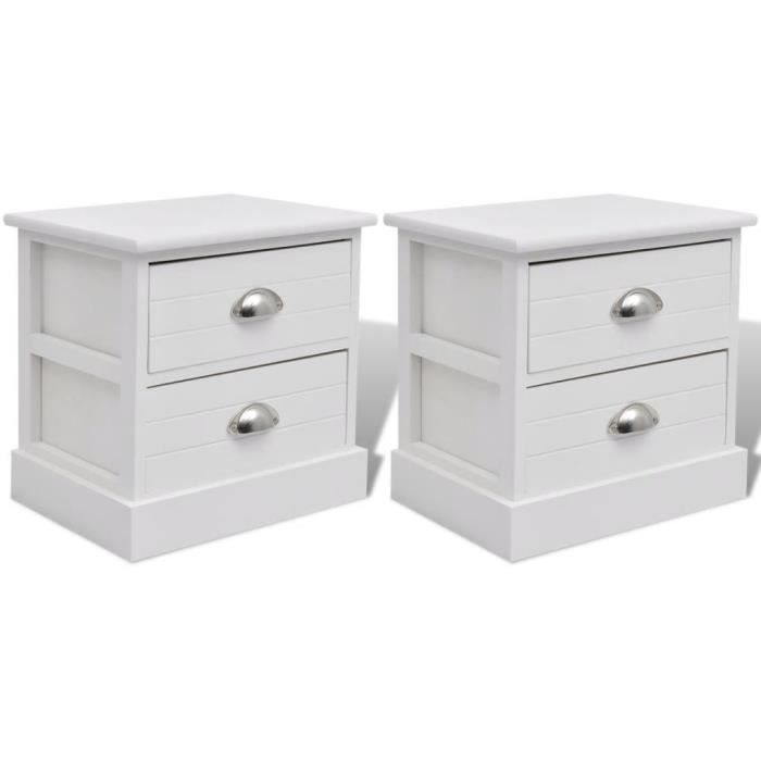 KKmaison Table de chevet Commode, 2 tiroirs avec poignées ...