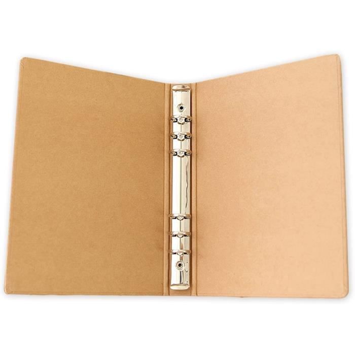 A5 Toruiwa Classeur à 6 Anneaux Ouverture Papier Kraft pour Fiches Archivage 18 * 23 * 3.5 cm