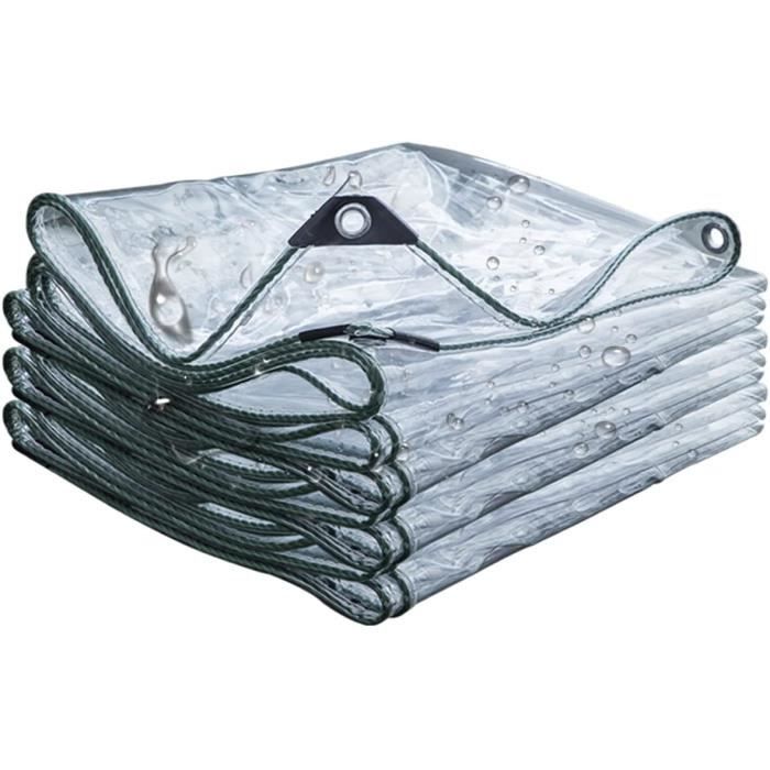 Bâche Transparente PVC 0.35mm - Imperméable Oeillets - 2x5m