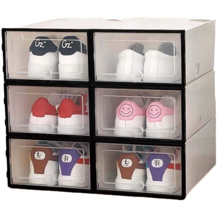 Lot De 6 Boîtes à Chaussures Empilables Relaxdays - Transparentes, Hydrofuges, Dimensions 34.5x27x19 Cm