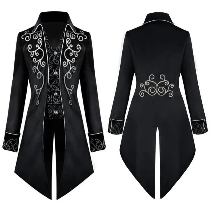 Noir 2XL Manteau Victoria Steampunk Vintage pour Homme Smoking Medieval Veste Brodee Renaissance Costu Cdiscount