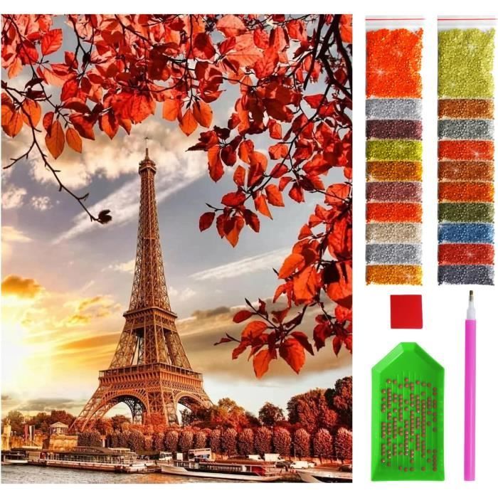 Kit Peinture Diamant 5D Tracteur Rétro 30x40 Cm - Art DIY Adulte/enfant, Broderie Strass, Activité Relaxante Et Décorative