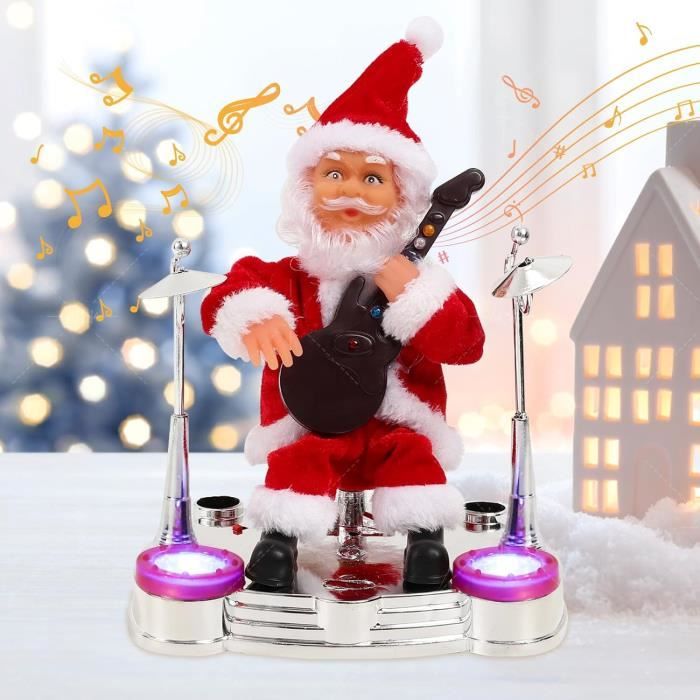 Père Noël Musical Avec Guitare Père Noël Figurine Figurine À Piles