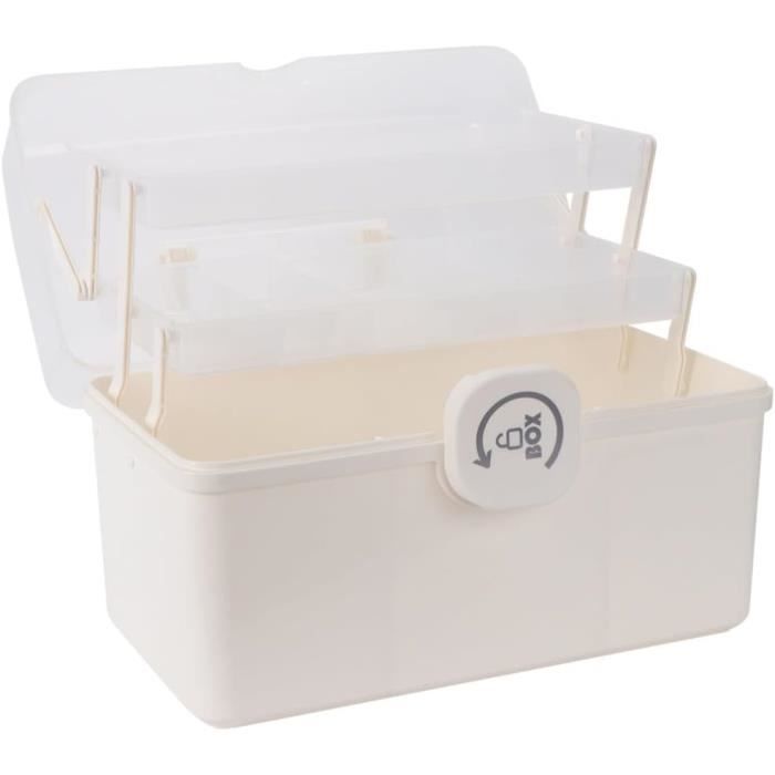 Boîte à Pharmacie 3 Niveaux Sevitini - 28.5x17x15.5cm - Portable Et Pliable - Verrou Sécurité Enfant