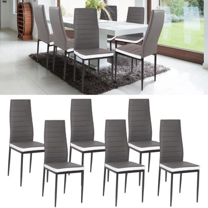 lot de 6 chaises grises bandeau blanc - style contemporain - salle à manger
