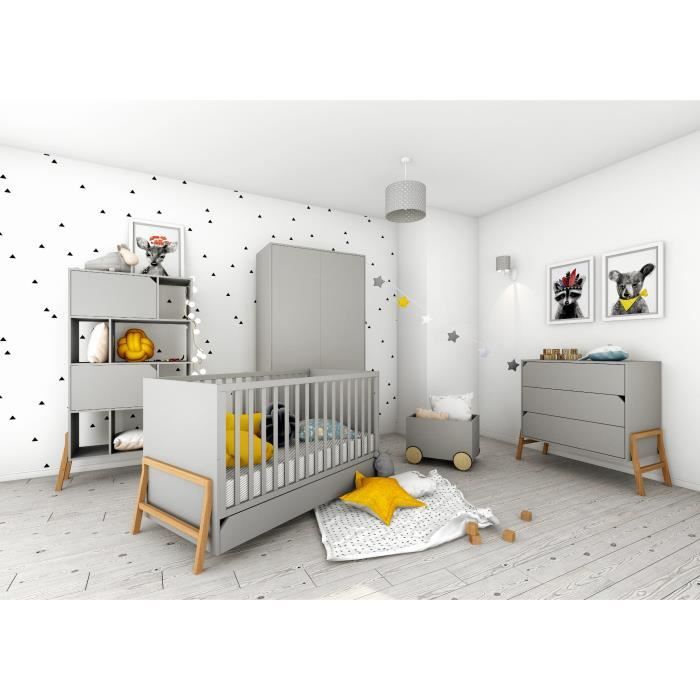 Ensemble De Meubles Pour Chambre Bebe Lotta Gris 5 Elements Cdiscount Puericulture Eveil Bebe