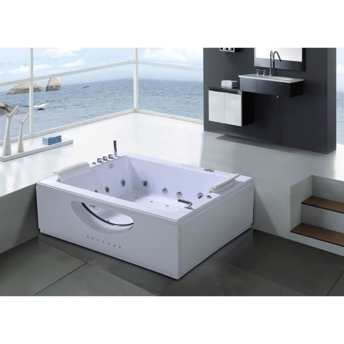 baignoire balneo 178 x 147 cm bali blanc bain balneo tourbillon massante spa cdiscount bricolage