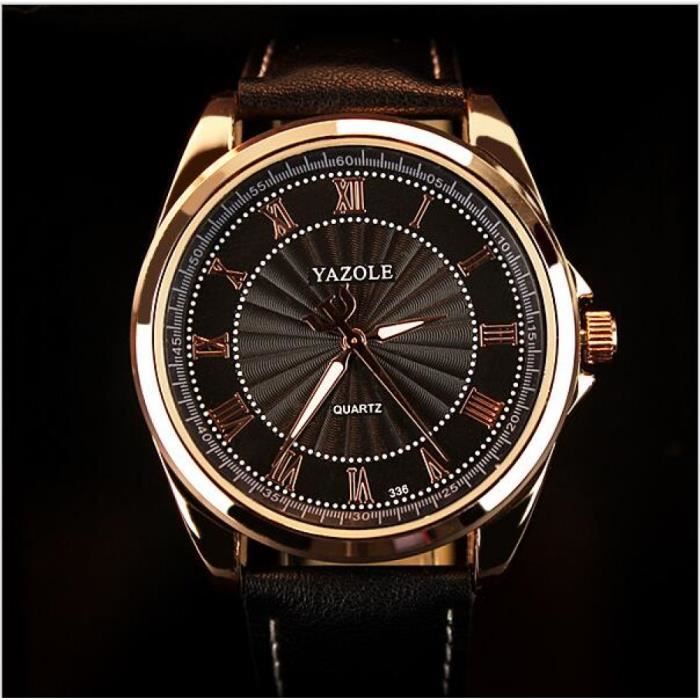Montres Pour Hommes Noir Montres a quartz YAZOLE Hommes affaires Montre Top Luxe Montres Hommes Horloge Classique Mode Achat vente montre Homme Cuir Cdiscount