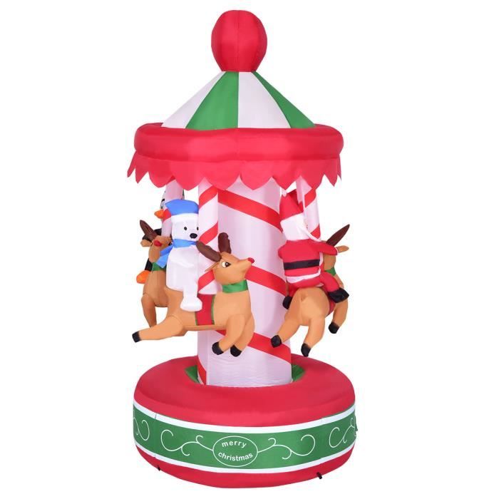 200cm Noël carrousel gonflable rotatif décoration de Noël Auto