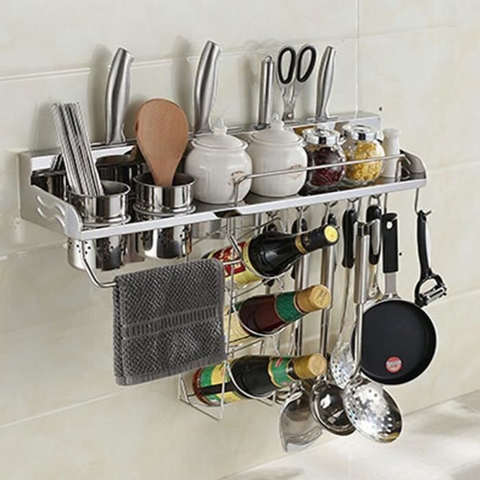 Etagere Support Mural Rangement Epices Couteau Avec Crochets
