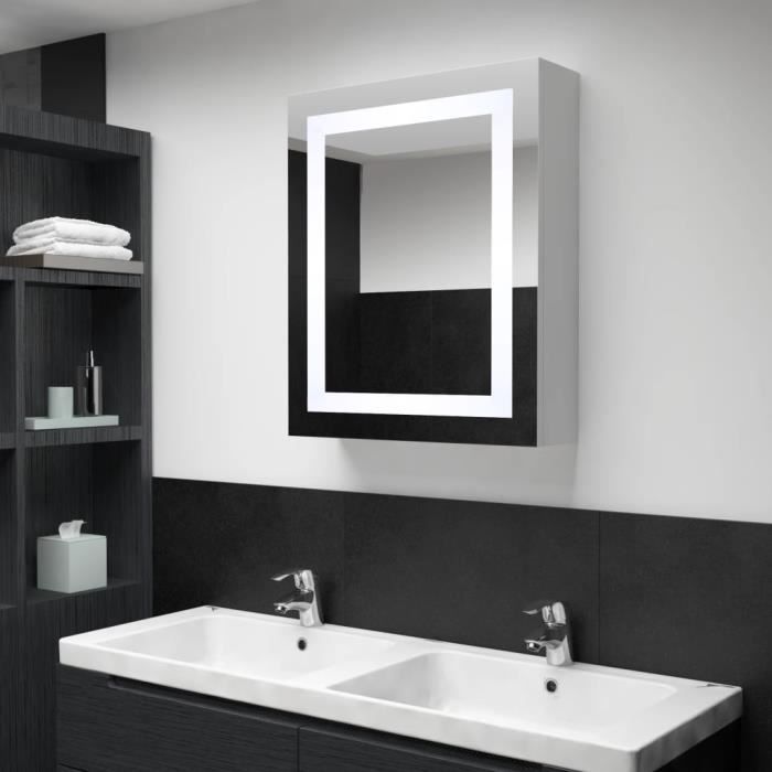 armoire de salle de bain à miroir led vintage - bm3849magnifique - blanc - 50x13x70cm - 3 étagères