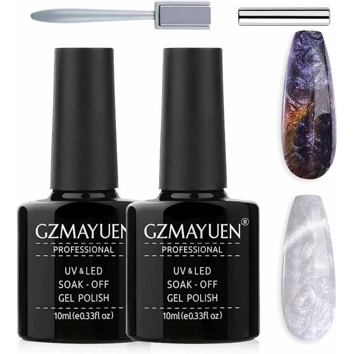 Vernis Semi Permanent Vernis Cat Eyes Bleu Blanc Brillant Perle Vernis Aimanté Nail