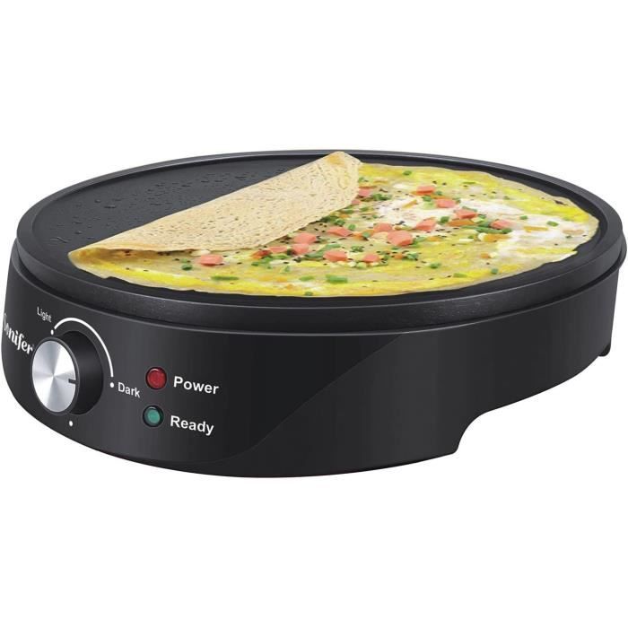 Crêpière électrique Antiadhésive 8 Pouces (20 Cm) - Contrôle Automatique De Température, Idéale Crêpes, Omelettes