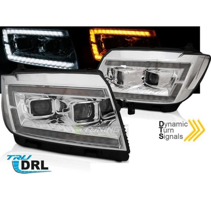 Paire de feux phares Daylight led DRL LTI VW Crafter de 17-21 chrome
