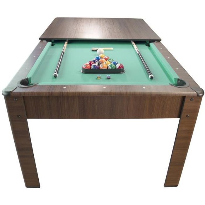 Table de Billard Américain HARMONY 6Ft - 206,5 x 116,5 x 80 cm - Couleur Chêne et Tapis Vert